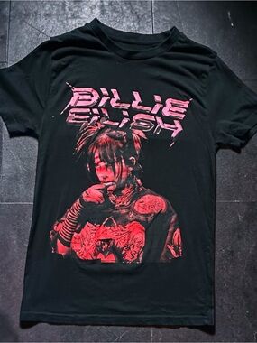 Billie Eilish Graphic T-Shirt Black Red Print Size Medium Official Merch